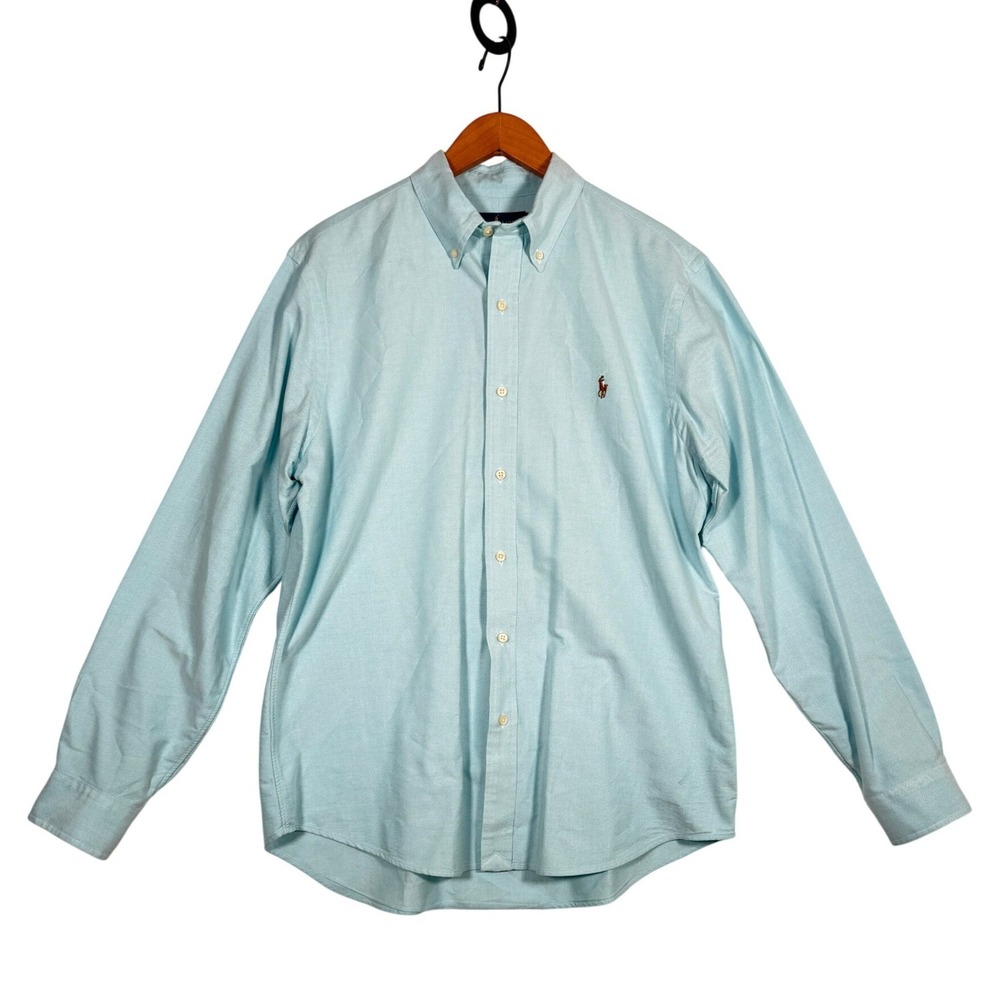 Polo Ralph Lauren Mens Large Classic Fit Oxford Button Down Shirt Lt Green FLAW